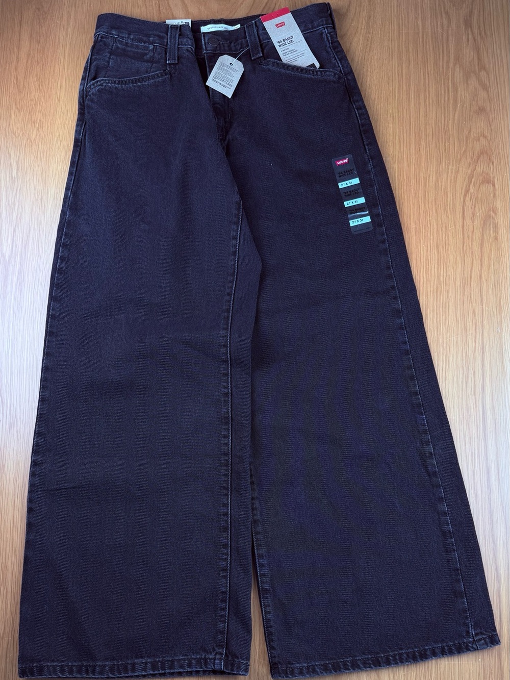 Levi's® Women's Mid-Rise '94 Baggy Wide Leg Jeans -Over Exposure Blk- 27x 31 NWT